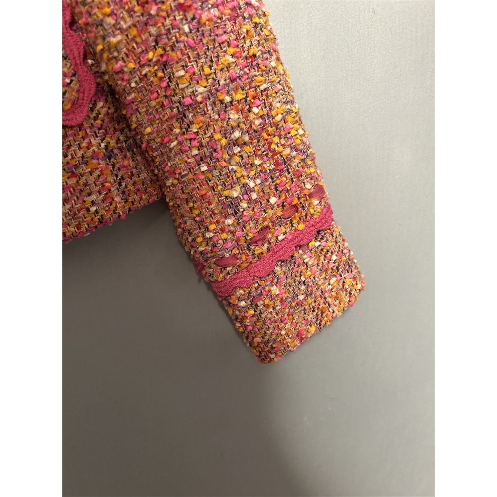 Vintage Althuser Womans 100% Silk Button Up ‎ Tweed Blazer Lined Pink Size 2 - Picture 7 of 16